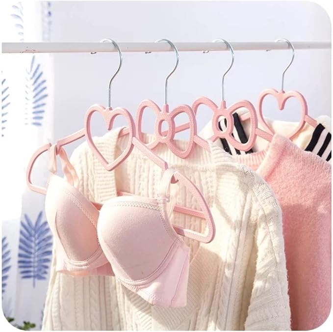 Cute Aesthetic Clothes Hangers Space Saving Plastic Hangers for Teen Girls Wardrobe Shirts Tops Coats Hangers Clothing Organizer Kawaii Girls Room Decor Kawaii Stuff Accessories (10, Pink Love Hearts)