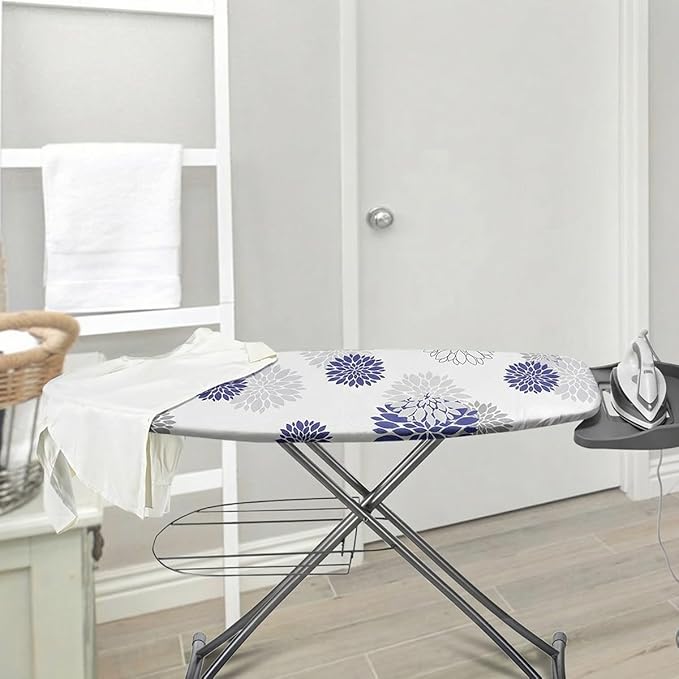 SheeChung Ironing Board Cover and Pad 18“x49”,Thick Scorch Resistant Padding,Heavy Duty Ironing Cover Fits Extra Wide Boards,Elastic Edge & Adjustable Fastener,Silicone Coating,Dahlia