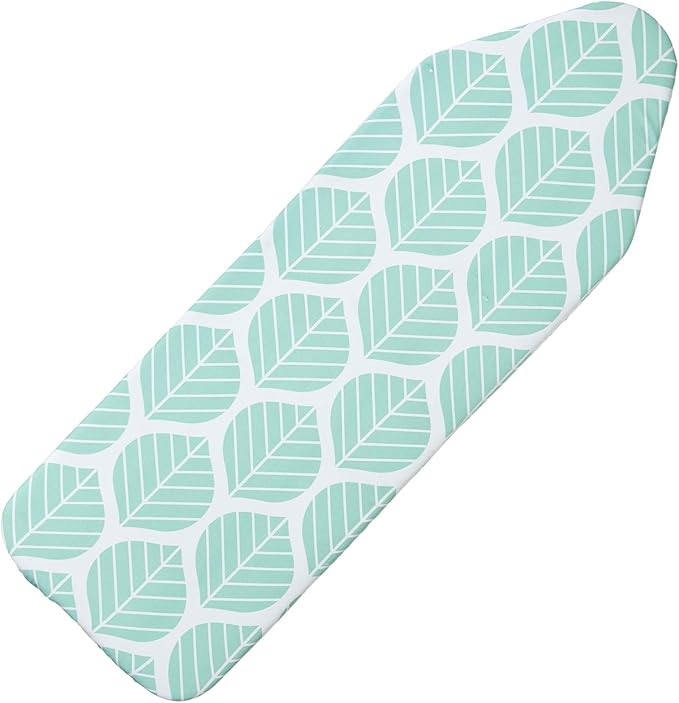 Seiritex Extra Wide Ironing Board Cover with Padding 18 x 54 inch Heat Reflective with Hook and Loop Fasteners, Thick Padding with Elasticized Edges, 3 Layers Iron Board Cover (Green Leaf)