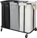 WOWLIVE Laundry Hamper with Wheels 260L Rolling Laundry Basket 3 Section Organizer Laundry Cart with Steel Frame and Removable Bags Large Dirty Clothes Hamper Dorm Room Storage for Bedroom