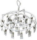 Drying Rack for Sock, Stainless Steel Sock Drying Rack with 24 Clips, Swivel Hook Windproof Hanger for Sock, Bras, Towel, Underwear, Laundry, Hat, Scarf, Pants, Gloves (White)