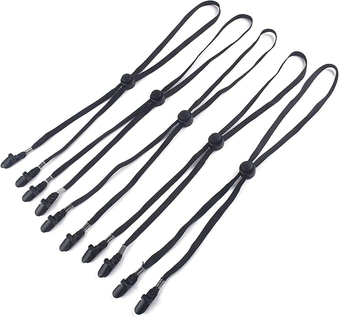 5 Pieces Adjustable Hat Strap Clips Windproof Anti-Loss Cap Strap Clips Hat Chin Cord for Travel, Golfing, Fishing Black