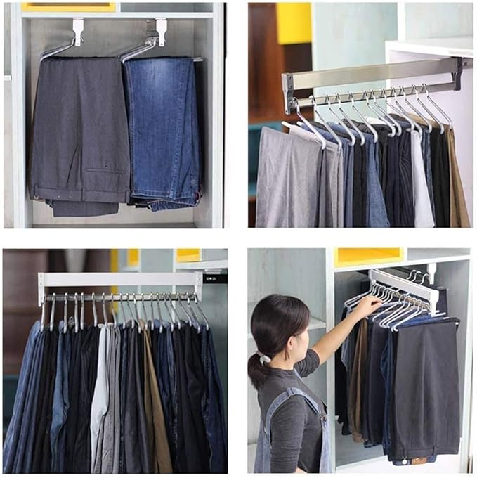 Closet Clothes Hanger Rail,Pull-Out Closet Rod 30-60cm,Wardrobe Clothing Rail,Closet Organizer Rack for Pants and Coat (300MM/11.8INCH)