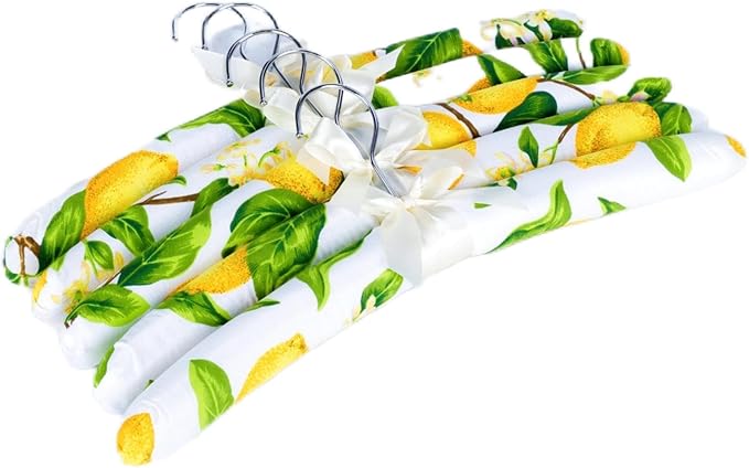 Anti-Slip Satin Padded Clothes Hangers with Rotatable Hooks No Shoulder Bump for Women Heavy Sweaters, Coats, Suits (1, Lemon)