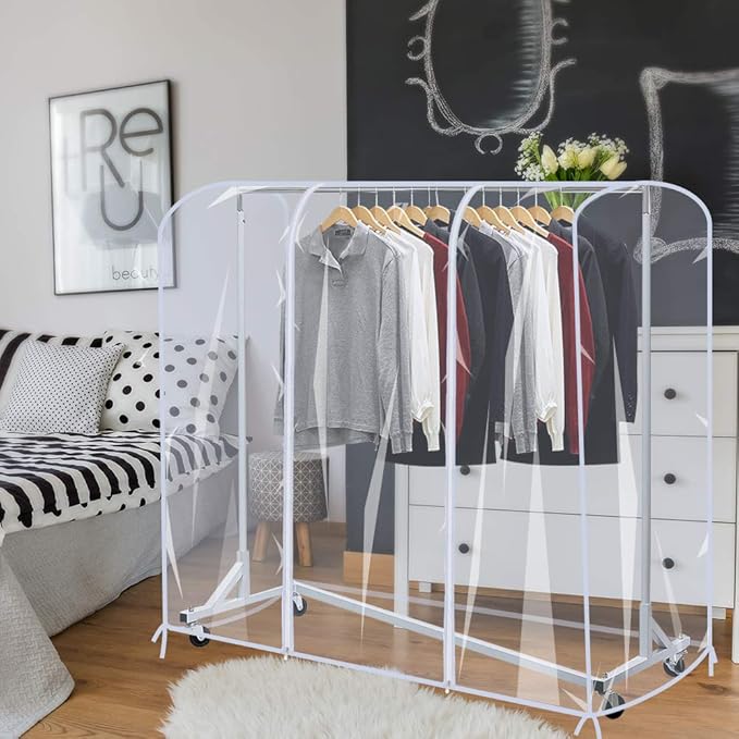 Garment Rack Cover,4Ft Transparent PEVA Clothing Rack COVER ONLY, Clear Clothes dustproof Waterproof Cover