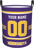 Custom Minnesota Laundry Hamper Personalized Laundry Basket Customized Name And Number Collapsible Storage Basket for Bedroom Bathroom Living Room Gifts
