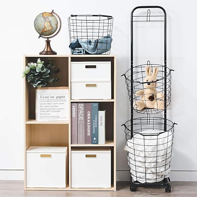 3-layer Standing Clothing Sorting Laundry Basket,Dirty Clothes Basket Rack with Wheels, Durable Removable Iron Wire Metal Classification Storage Rack for Sort and Store Dirty Towels, Bedding, Black
