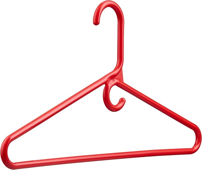 DEILSY™ Red Heavy Duty Hangers with Hooks for Scarves & Belts – Thick and Strong Clothes Hangers for Shirts, Jackets, Pants, and Dresses – Space-Saving Plastic Hangers – Pack of 10