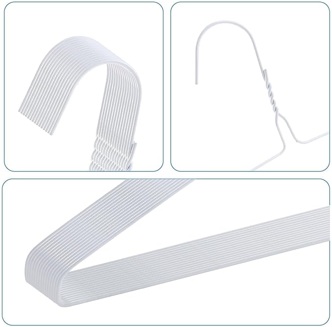 150 Pack Wire Hangers 15.9 Inch 13 Guage Metal Dry Cleaner Hangers Bulk Thin Space Saving Suit Holder for Coats, Shirts, Suits, Pants, Skirts (White)