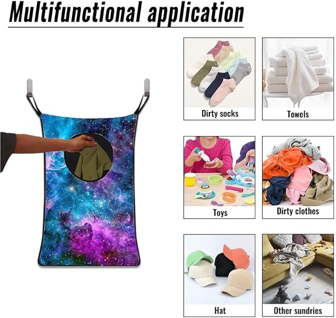 ZFRXIGN Dinosaur Hanging Hamper Laundry Bag Vintage Floral Laundry Baskets Over Door Laundry Hamper Space Saving Storage Organizers Colorful Dirty Clothes Hampers Reusable