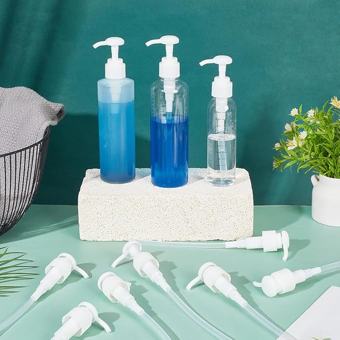 BENECREAT 12 Pcs White Plastic Dispensing Pump, 24/410 Universal Soap Dispenser, Round Replacement for Liquid Dispensing