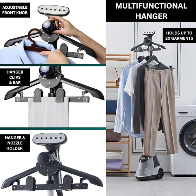 True & Tidy® Commercial Garment Steamer – Heavy Duty 1800W for Home & Commercial Use, 90+ Min Continuous Steam, Large 3L Tank, Wheels, Smart Auto-Off Safety