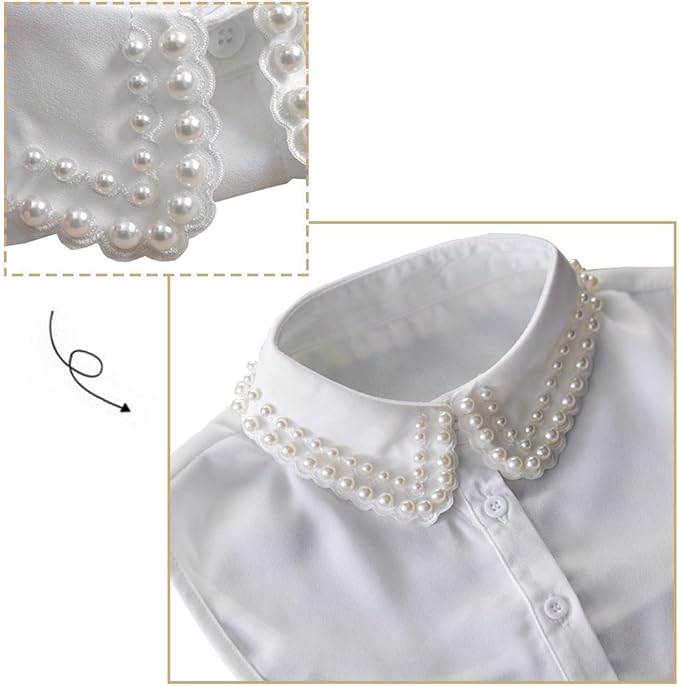 Joyci Diamond Pearl False Collar Peterpan Fake Collar Half Shirt Dickey