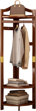 corner coat rack,hall tree,Solid wood clothes rack,Solid wood clothing rack with storage basket and hooks,garment rack for bedroom,living room,entryway,storage rack for clothes