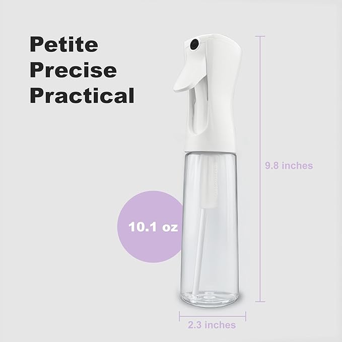 2 Pack Spray Bottles for Hair - Continuous Water Mister Spray Bottles with Ultra Fine Mist Spray for Hairstyling, Barbers, Salons, Skin Care, Cleaning, Plants, Pets (Ivory, 10.1 oz)