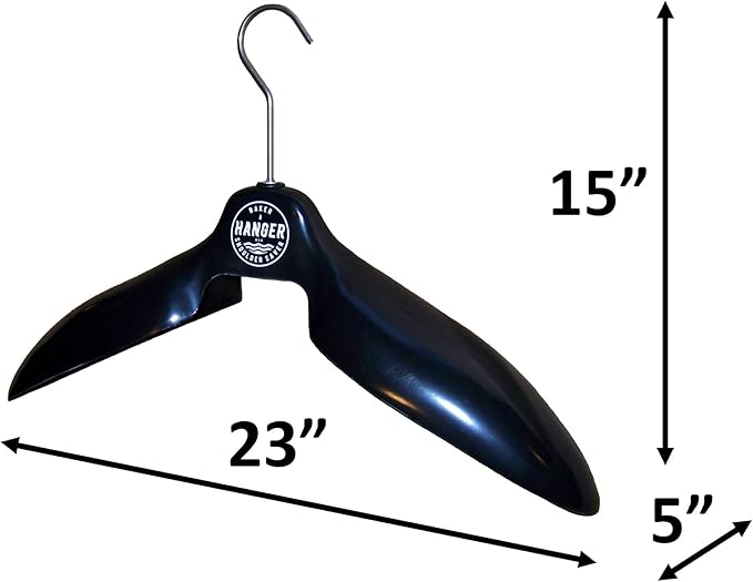 Scuba Drysuit Hanger 'Shoulder Saver' by BAKER HANGER - USA Made - 6 Inch Swivel Hook (Black)