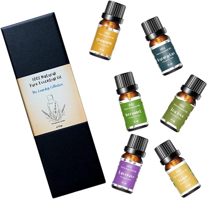 Essential Oils for Laundry, Diffusers, Dryer Balls, Candles, Soaps – 6 Most Popular 100% Pure Therapeutic Grade Aromatherapy Oils (4 XL Dryer Balls & Essential Oil Set Bundle)