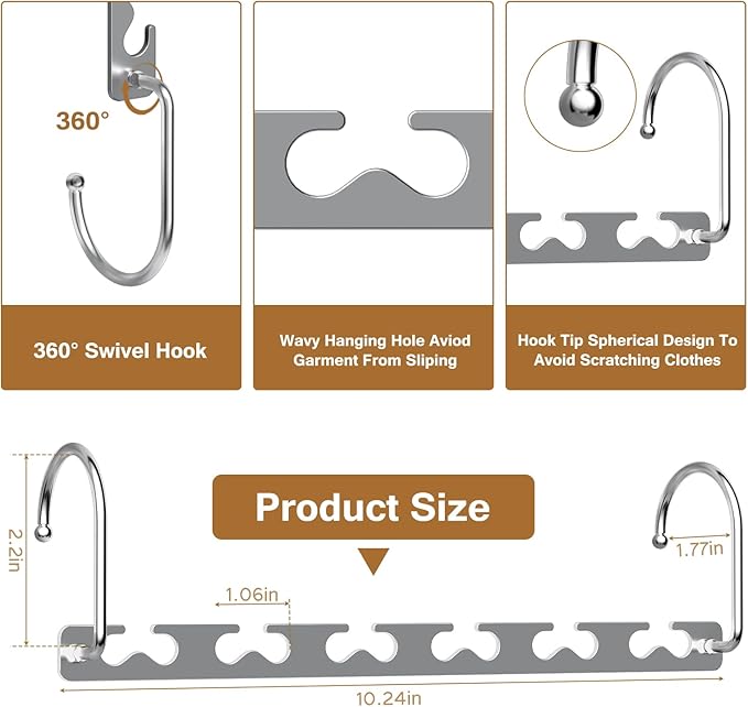 Space Saving Hangers for Clothes 20 Pack, Sturdy Metal Hangers Wardrobe Organizer, Magic Cascading Hanger, Closet Space Saver Closet Organizers and Storage