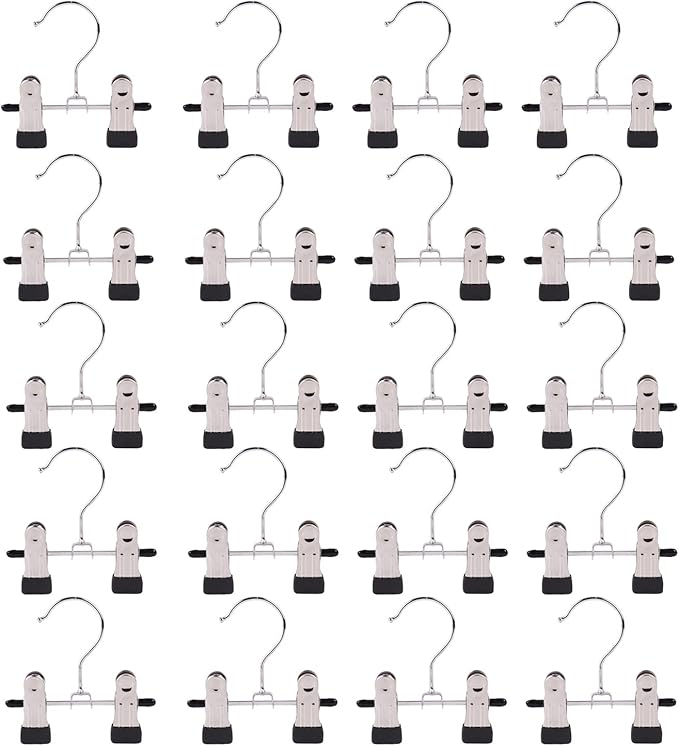 20 Pack Boot Hangers Closet Hanging Clips Laundry Hooks for Hats, Pants, Towel, Socks, Handbags, Bags, Underwear (20 Pack - Double)