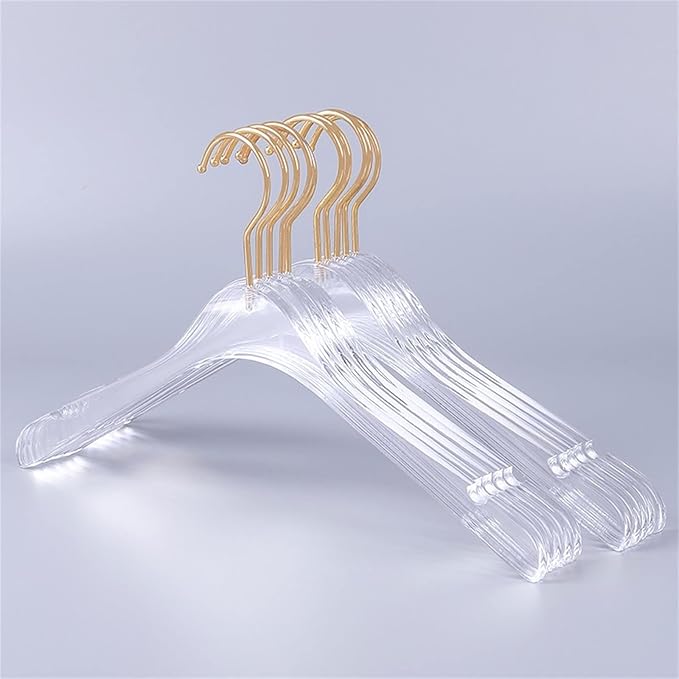 Acrylic Hangers with Gold Hook Clear Clothing Standard Hangers for Women's Weddings and Bridesmaid Hangers