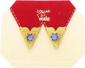 HHH Designs Gold Plated Collar Stays for Men and Women - Western Style Collar Tips - Stone Accents Collar Pins - Made in USA
