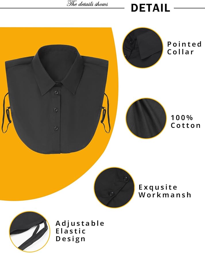 Kalkehay Detachable Dickey Collar Blouse for Women, Fake Half Shirts Faux False Collar for Girls Favors