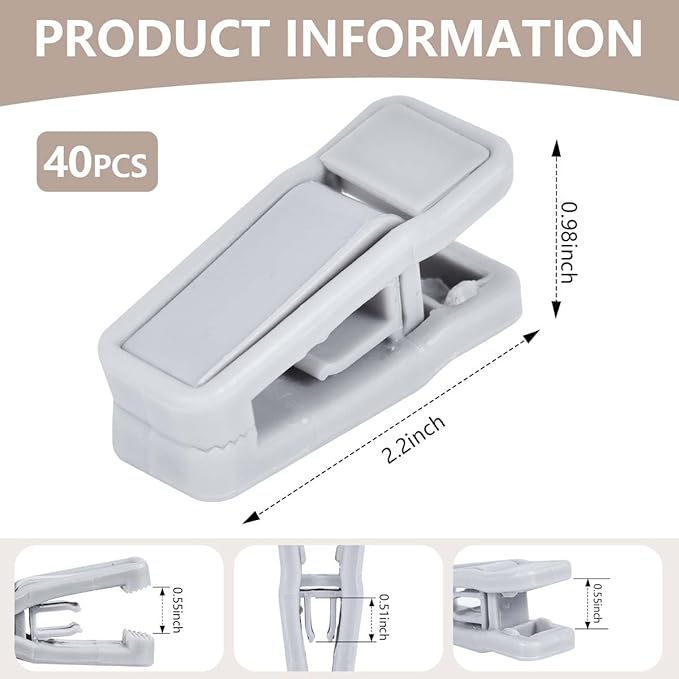 40 Pcs Plastic Baby Hanger Clips Slim-line Finger Clips Set for Clothes Hanger Velvet Hanger (Grey)
