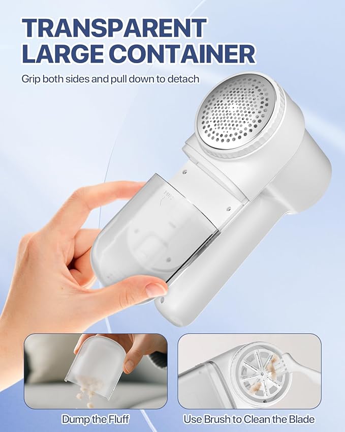 Lint Remover Rechargeable Fabric Shaver : 3-Speeds Sweater Shaver with LED Display & LED Light,3 Extra Blades, Type-C Cable, Lint Remover for Clothes & Furniture,Valentines Day Gifts for Her
