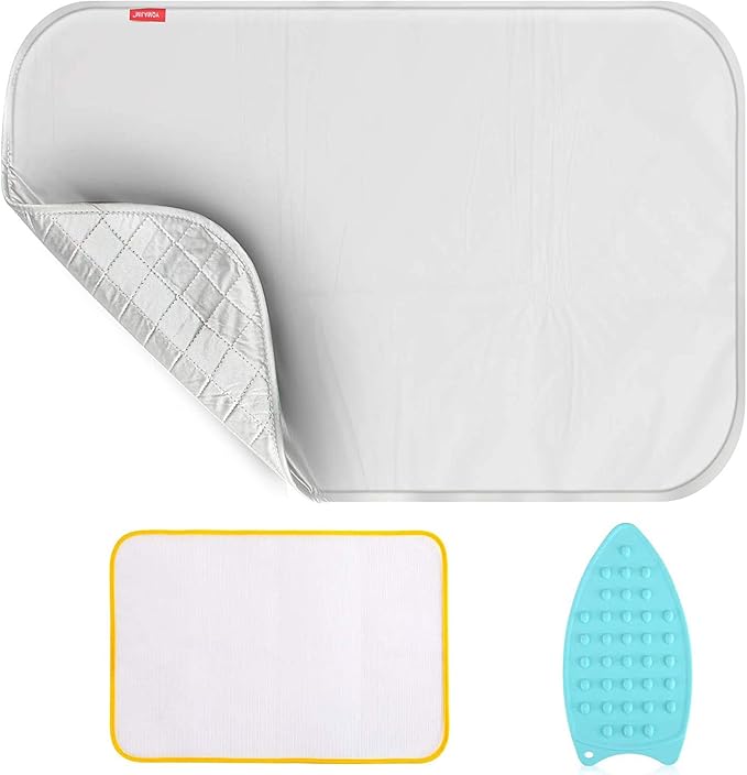 Upgraded Thick Ironing Blanket,Travel Ironing Mat Ironing Pad,Portable Double-Side Using,Isolate Heat Pad Cover for Washer,Dryer,Table Top,Countertop,Ironing Board for Small Space (28 x 31 inch)