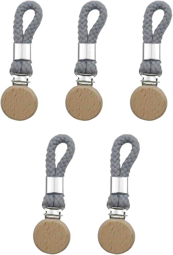 5pcs Tea Towel Clips with Hanging Loop Multipurpose Cloth Hangers for Home Tearoom Kitchen Bathroom Laundry (4-Inch Grey)
