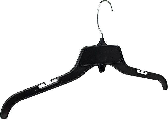 HangOn Shirt Hangers Recycled Plastic with Notches, Black, 17 Inch Pack of 10