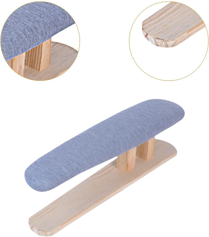 Mini Ironing Board with Wood Base Replacement Cover Ironing Stool Iron Board for Craft Rooms Household Collars Garments Cuffs, Gray 57cmx13cmx16cm
