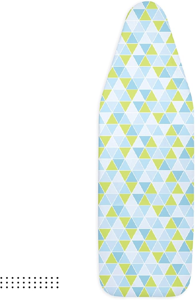 Encasa XO Ironing Board Cover and Pad - Thick 4mm Felt, Heat & Scorch-Resistant, Fits Wide Boards 49"x18", Elastic Bungee Cord Tightening, Easy Fit, Stain-Safe Dye, Triangles Aqua
