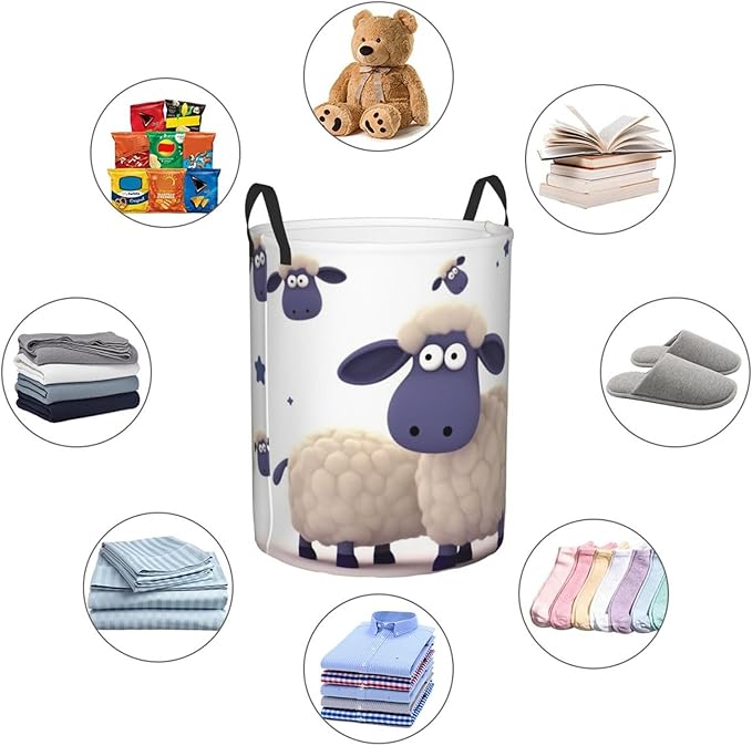 Large Laundry Hamper Sheep Laundry Basket With Handles Freestanding Waterproof Clothes Hamper For Laundry Room Bedroom Bathroom College Dorm Small