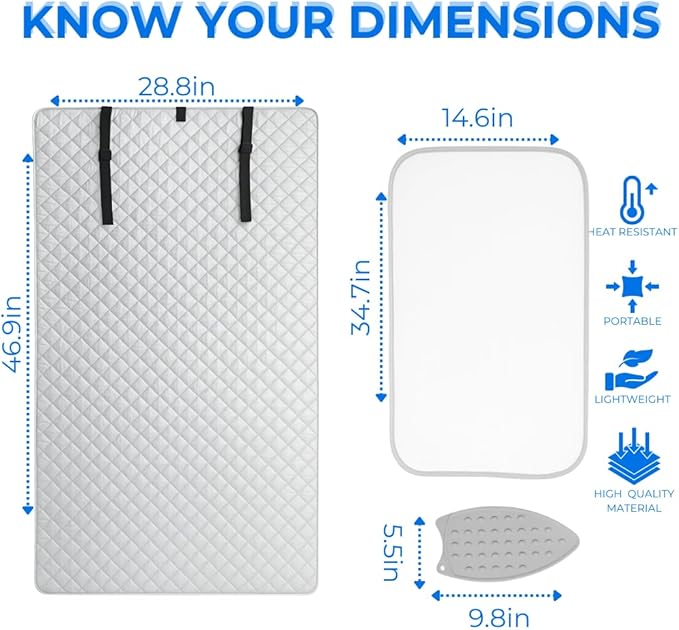 Premium XL Ironing Mat 47x29 Thick Quilted Heat Resistant Pressing Pad Portable Board Alternative for Countertop Washer Dryer Laundry Steamer or Table Cover Silicone Iron Rest Cloth Storage Bag