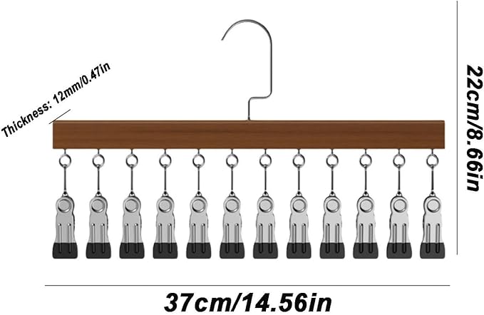 Closet Organizer with 12 Clips, 360° Rotating Pants Hangers for Jeans Leggings Skirts, Space Saving Hanging Storage for Scarves Hats Ties Socks, Multi-Purpose Rack for Bedroom Closet Wardrobe (B*2)