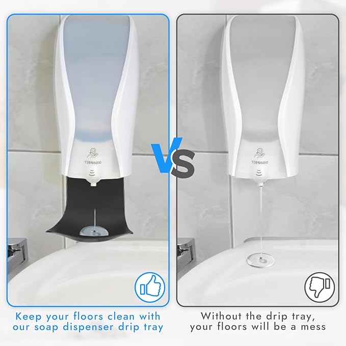 2PCS Dispenser Drip Tray Wall Mount Soap Dispenser Bracket,Laundry Detergent Drip Catcher Prevent Dripping and Spraying, Easy to Clean(Black