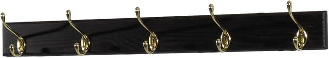Wooden Mallet Brass, Black 5 Hook Coat Rack,