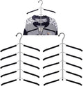 3 Pack 5 in 1 Hangers Blouse Tree Hangers Non Slip Space Saving Clothes Hanger Multi-Layer Clothes Hanger Stainless Steel Sweater Shirt Hanger Closet Storage Organizer(Black)