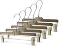 Acrylic Clip-Hangers Black for Pants, Skirts and Shorts with 360 Degree Silver/Golden Hook | Space Saving & Non-Slip | 5 Pack