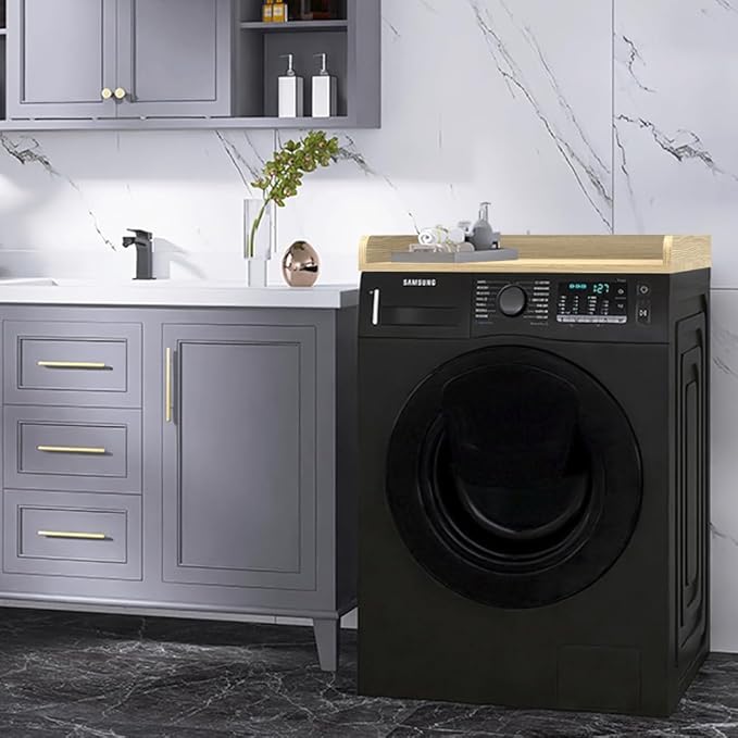 Washer Dryer Countertop Only, 27.5" x 27.5" Laundry Room Countertop for Folding, Washer and Dryer Countertop Single with Non-Slip Pads, Easy Install Washer and Dryer Topper with Edge Rails Light Wood