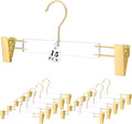 Besser Gold Clear Hangers 15 Pack,Acrylic Clothes Hangers,Skirt Dress Hanger with Gold Clips,Pants Hangers for Closet Storage
