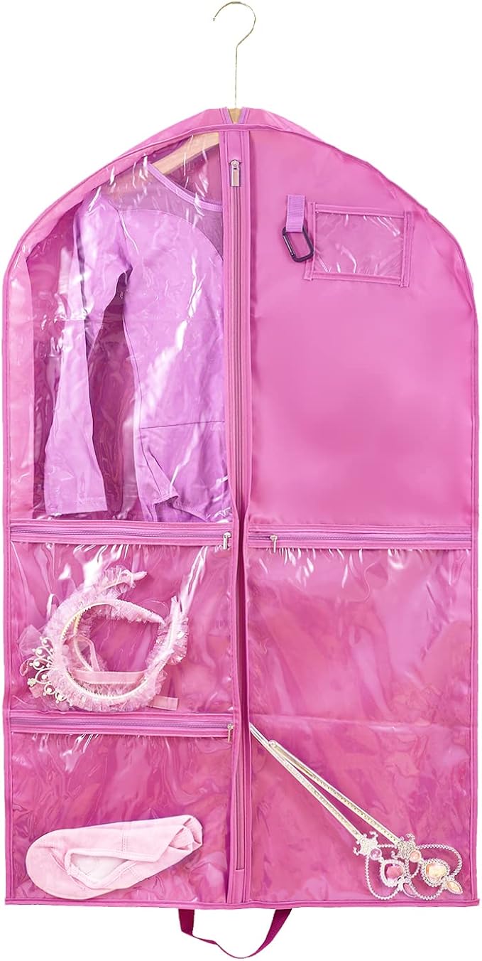 1 Pack Garment Bag for Dance Costumes,40 Inch Dance Garment Bags for Dancers Kids Dance Recital Bags Competition Cheer Uniform Garment Bag for Travel Storage,Dance Recital Gifts for Girls