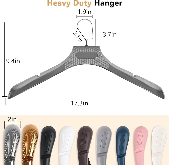 DEDU Suit Hangers for Men 20 Pack, Sweater Hangers No Shoulder Bump Non Slip Width 17.7", Plastic Clothes Hangers Silver Gray with Metal Hook