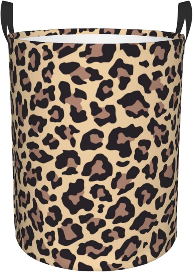 Leopard Print Animal Cheetah Round Laundry Hamper Storage Basket Toys Clothes Organizer Bin For Home Bathroom Bedroom Dorm Nursery, 62l