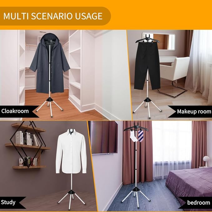 Foldable Garment Steamer Stand with Ironing Gloves for Clothes,Adjustable Steamer Rack with Two Clips for Suit Shirt Overcoat Vest,Steam Iron Stand for Bedroom Cloakroom,Steamer Hanger for Travel