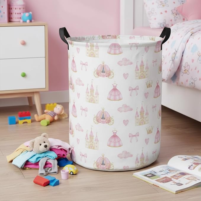 Baby Laundry Hamper kids laundry Basket Waterproof Storage Bin for Bedroom Toy Clothes Organizer Basket Woodland Animals Room Décor(Princess Castle)