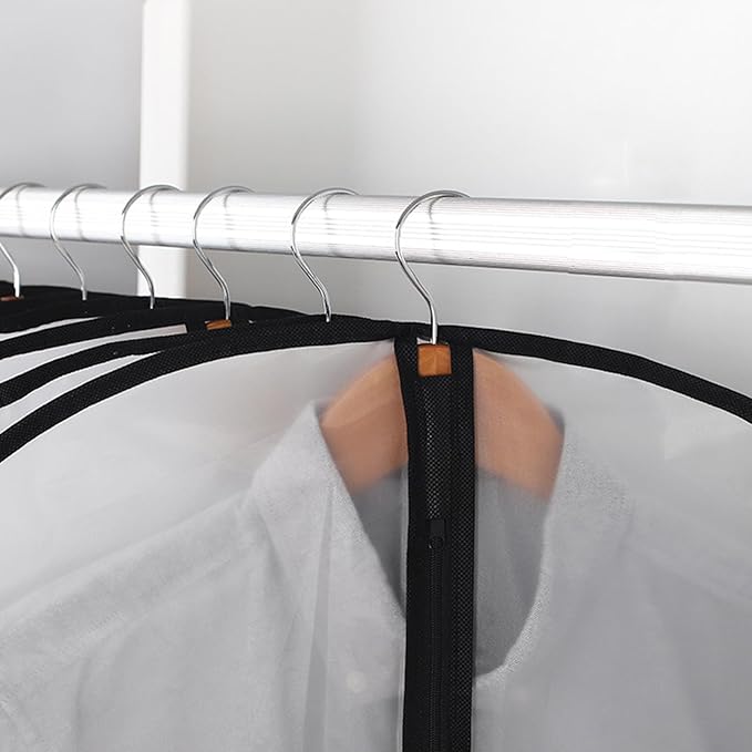 Extra Long Dress Garment Bags 60in Clear Hanging Lightweight Breathable Dust Proof Cover with Study Full Zipper for Storage Clothes and Travel Pack of 6