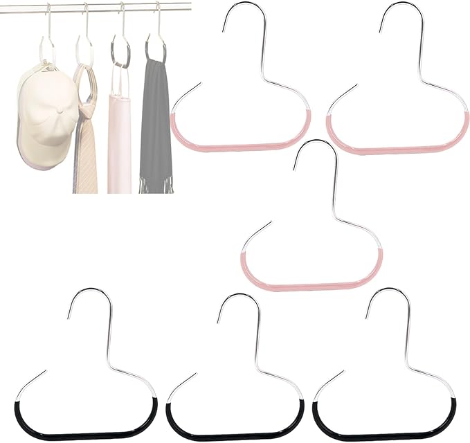 Durable Steel Hangers Maximize Closet Space with Versatile Storage, Hat Organizer Durable Stainless Steel, Durable Steels Hangers for Caps, Ties, Scarves, Clothes (Mixed,6 pcs)