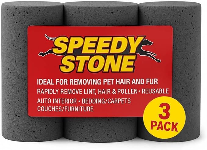 Nanoskin SMA 3-Pack Speedy Stone Reusable Cat and Dog Hair Removal Tool - Auto Interior, Bedding, Carpet, Couch & Furniture | Eco-Friendly, Durable, & Efficient | Essential for Households & Pet Owners